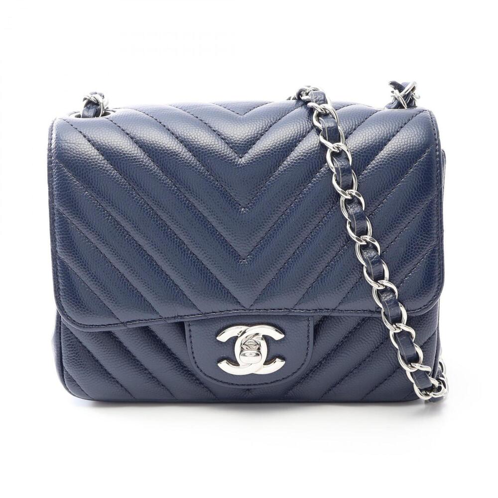 Chanel Chevron V-stitch Mini Shoulder Bag/Handbag, Caviar Leather (Grained Ca...